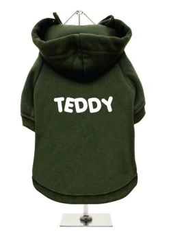 Urban Pup Personalised Sweatshirt In Olive Green.. Pet Name In White — Bonnie Little Paws